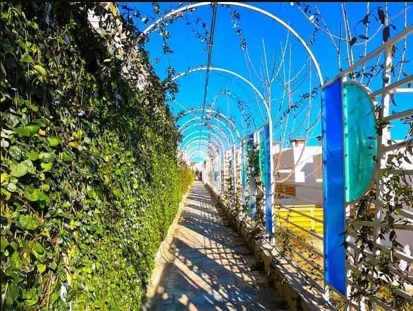 Stained glass railing trees